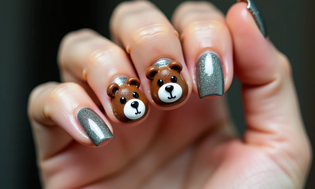 Unhas de ursinho 3D, design criativo e original.