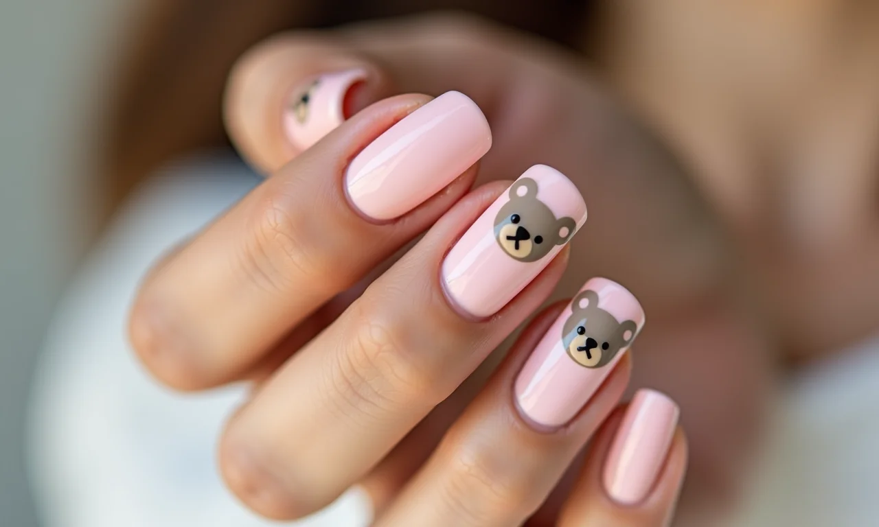 Unhas de ursinho minimalistas, design delicado e discreto.