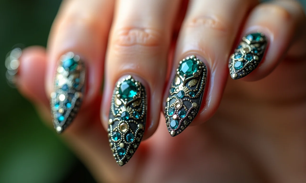 Unhas decoradas com pedrarias, Brasil.