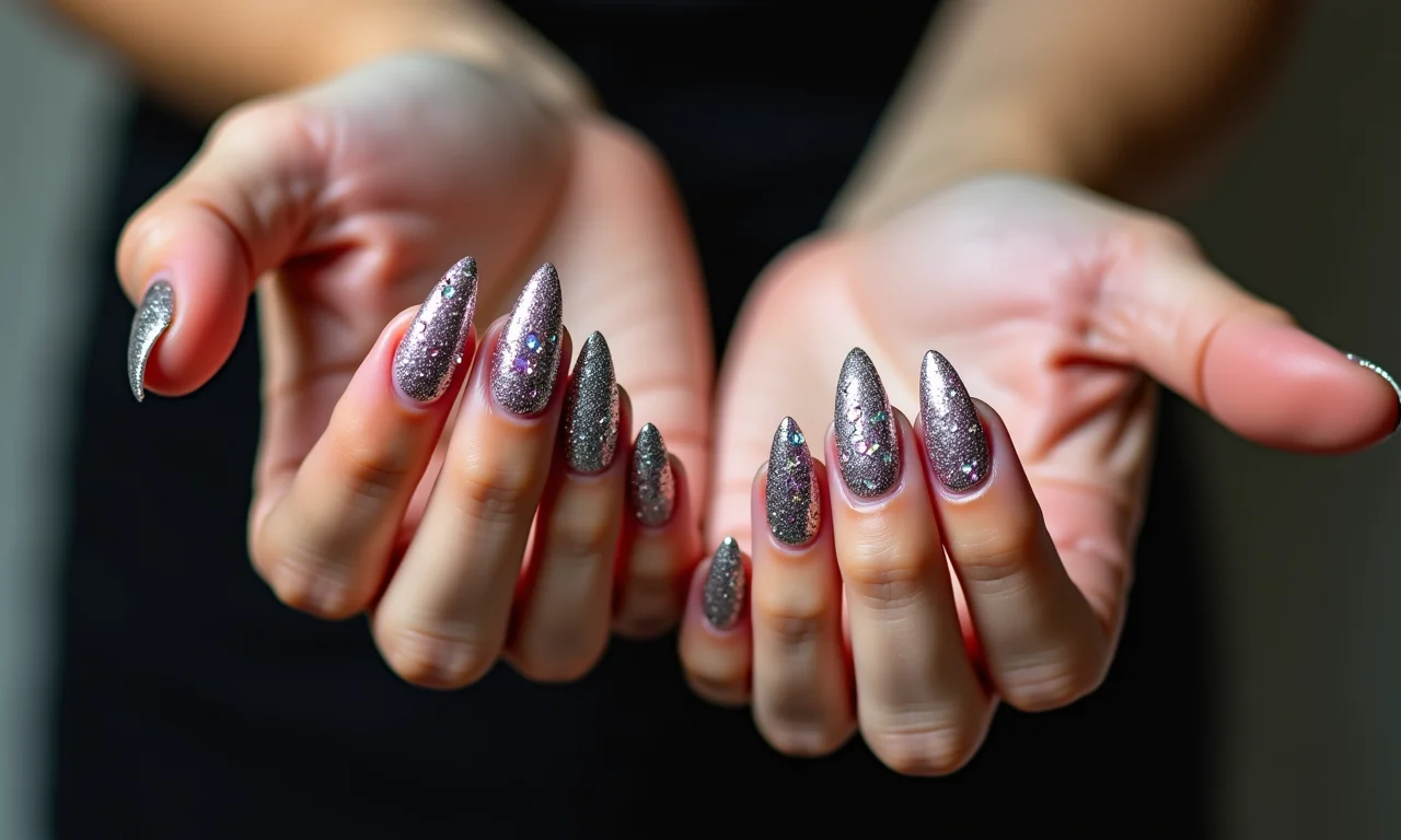 Unhas decoradas com pedrarias: um toque de glamour.