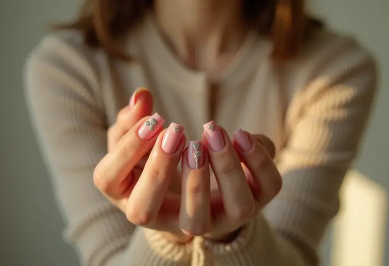 Unhas decoradas com trevo para sorte