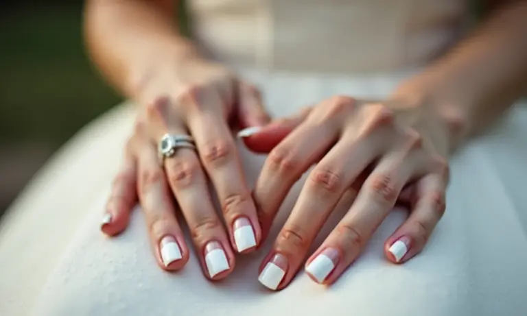 Unhas decoradas francesinha para noiva, design elegante e moderno.