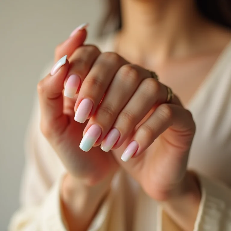 Unhas degradê com cores pastel