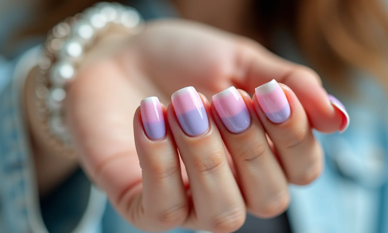 Unhas degradê em tons pastel delicados e modernos.
