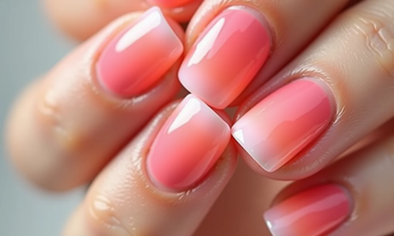 Unhas degradê (ombré) em soft gel.