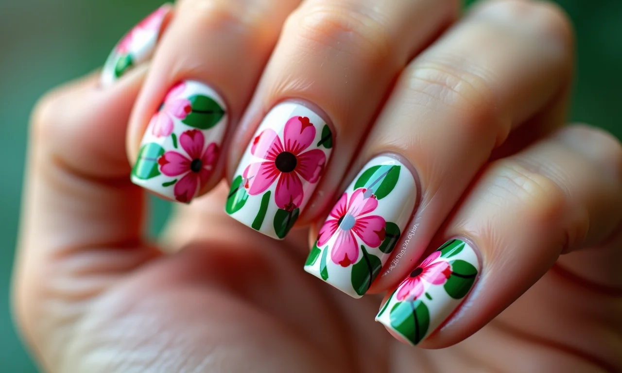 Unhas florais com delicadeza e romantismo.