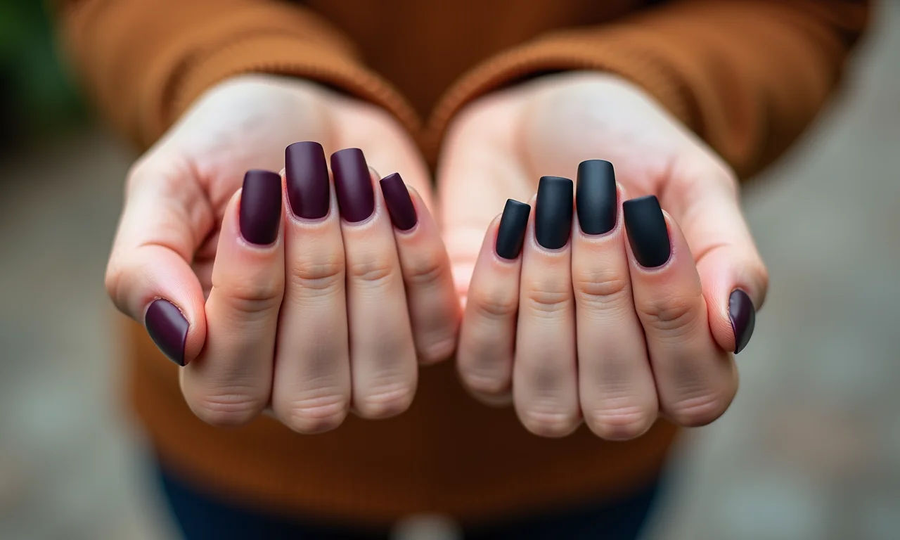 Unhas foscas com diferentes cores e estilos
