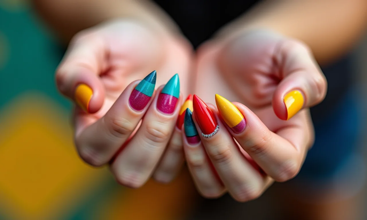 Unhas geométricas com design moderno e estiloso.