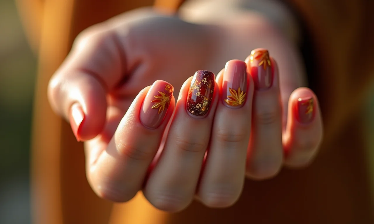 Unhas marmorizadas: elegância e sofisticação no outono.