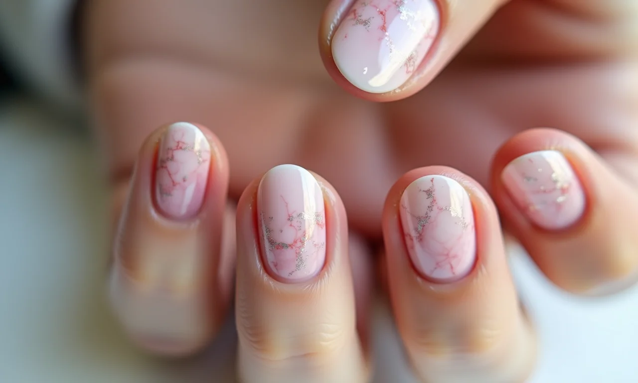 Unhas marmorizadas em gel: um efeito sofisticado.