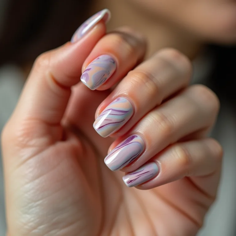 Unhas marmorizadas em gel