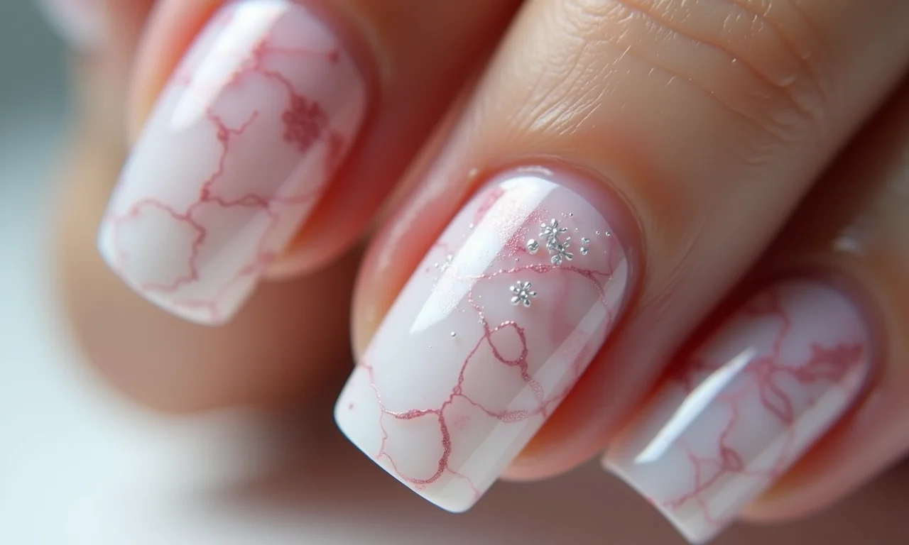 Unhas marmorizadas, modernidade e estilo para a noiva.