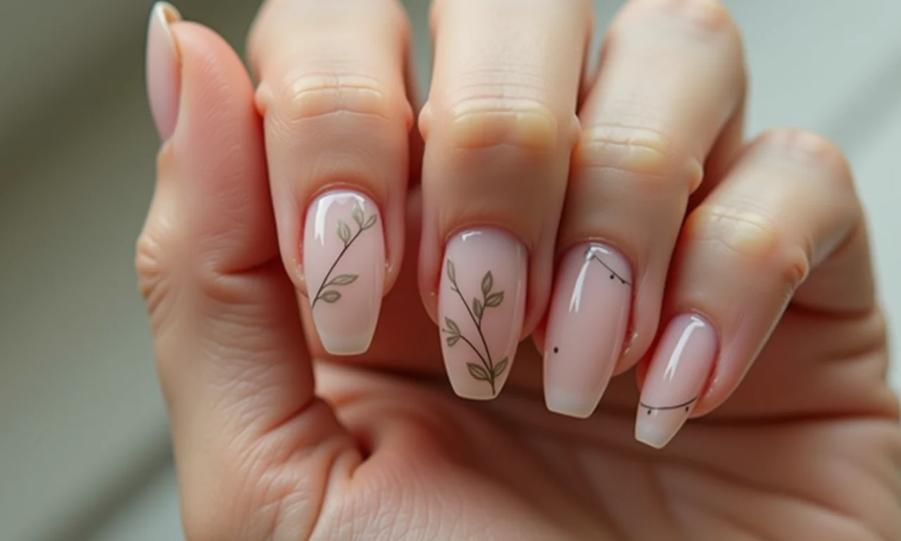 Unhas minimalistas com linhas simples e cores neutras.