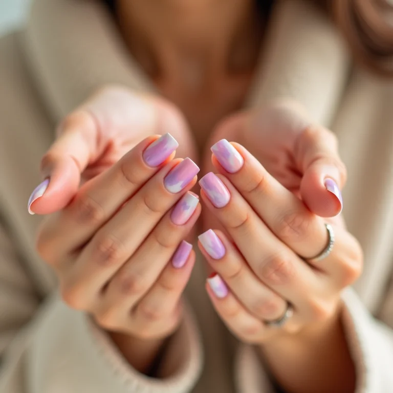 Unhas ombré com degradê de cores.