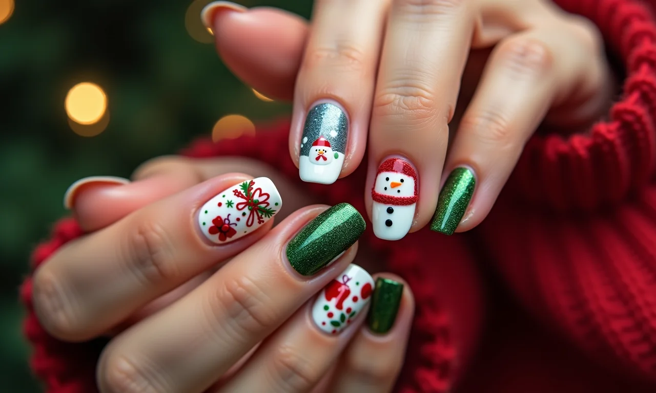 Unhas postiças para decoração natalina.