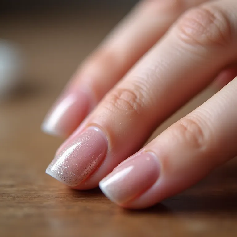 Unhas sendo suavemente polidas após a remoção do esmalte em gel.