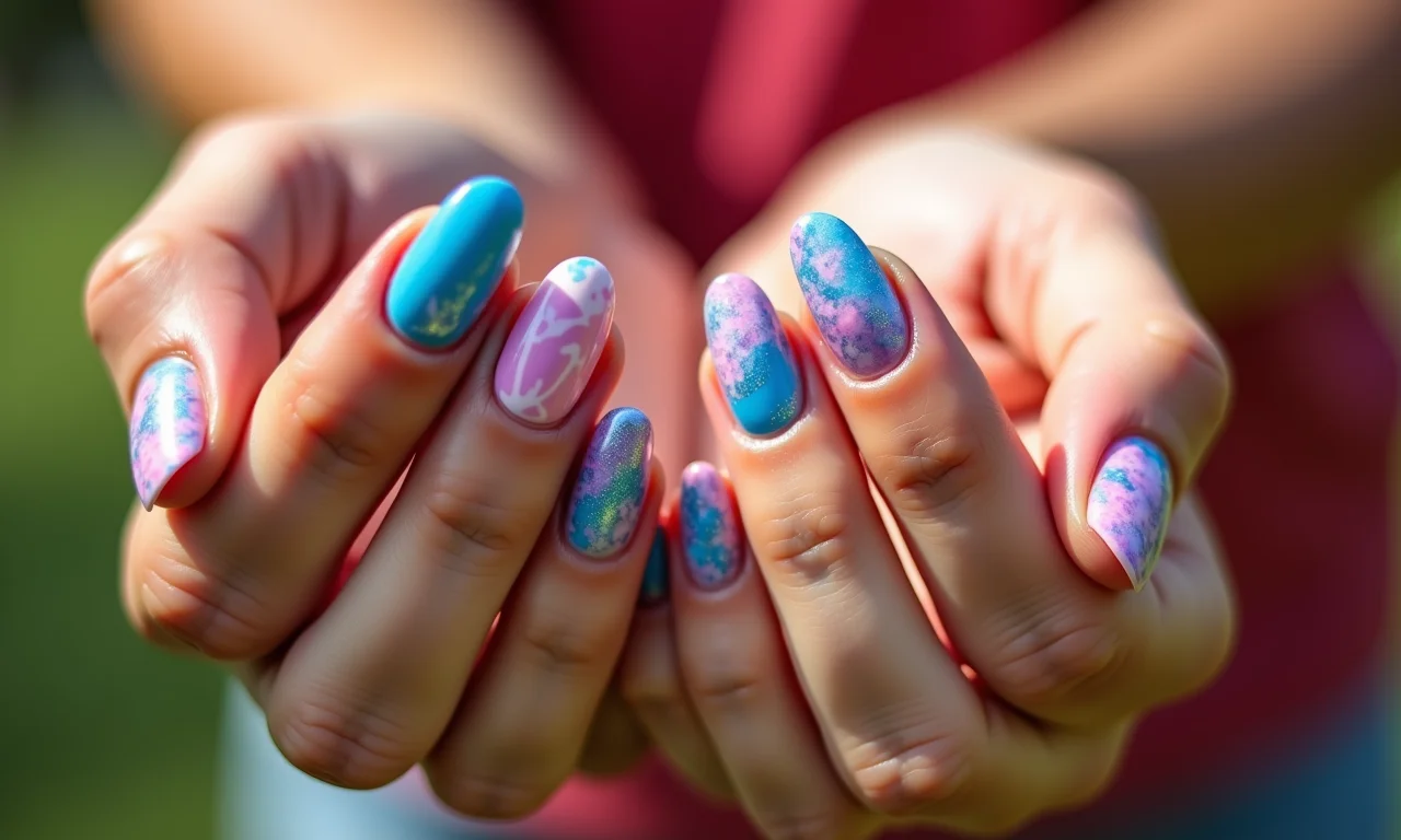 Unhas soft gel decoradas com designs vibrantes e diversos.