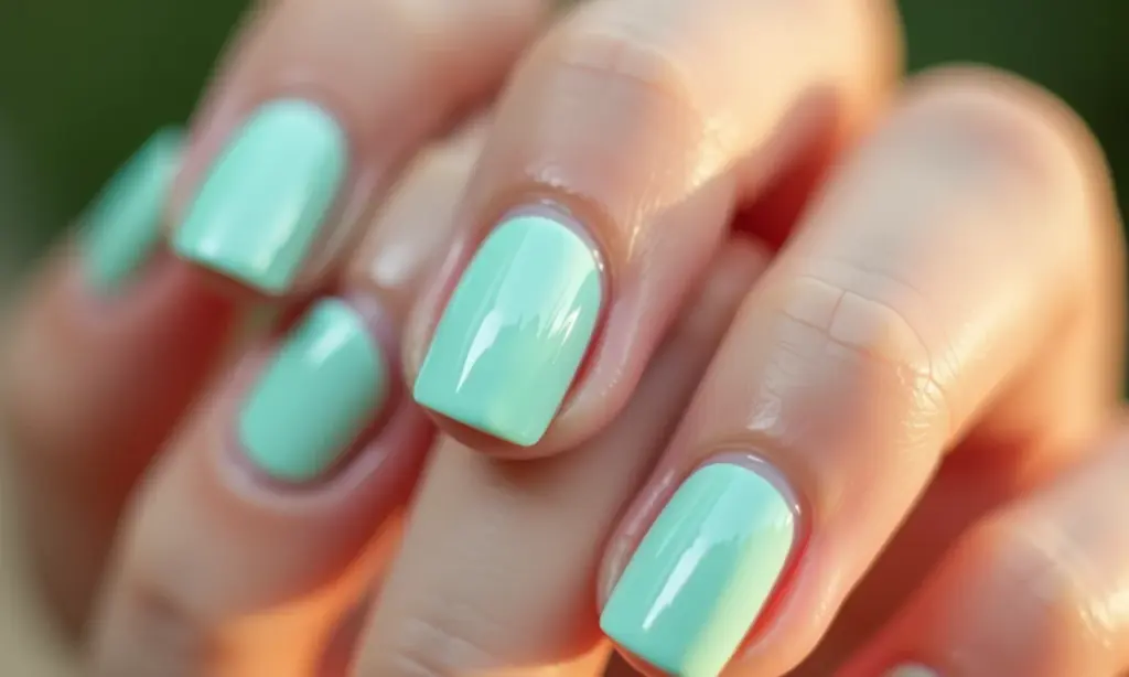 Unha Verde Água Decorada: Cores Leves para o Verão Unhas verde água decoradas, cor leve e vibrante para o verão.