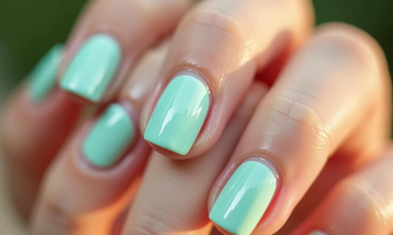Unhas verde água decoradas, cor leve e vibrante para o verão.