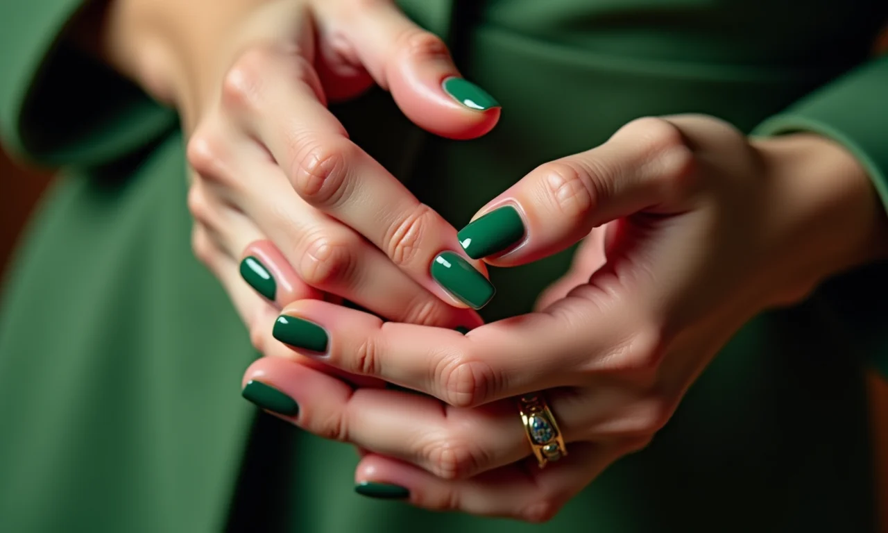 Unhas verde musgo: elegância e sofisticação outonal.