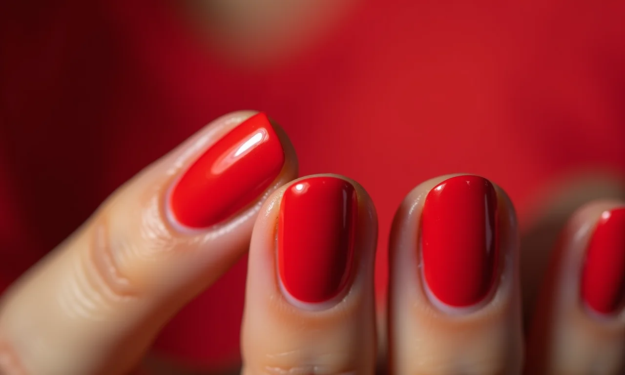 Unhas vermelhas clássicas com um toque moderno e elegante.