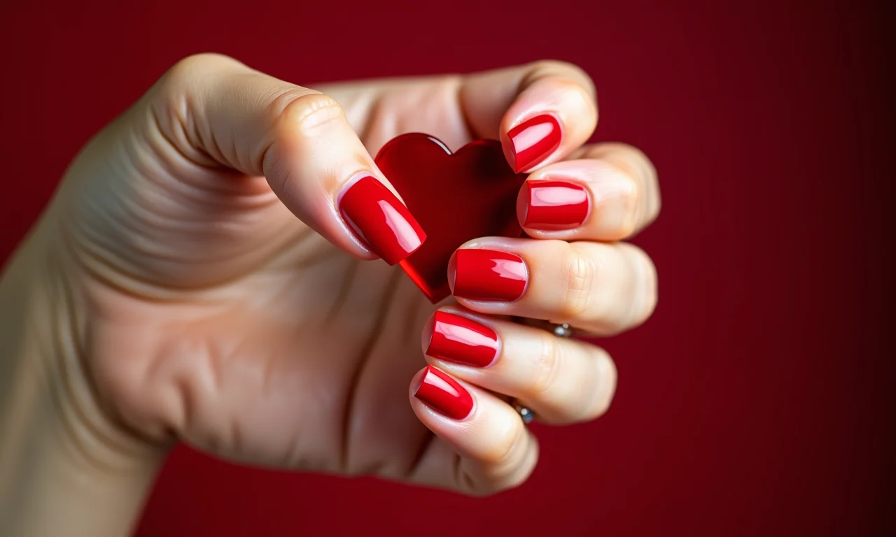 Unhas vermelhas clássicas para o Dia dos Namorados.