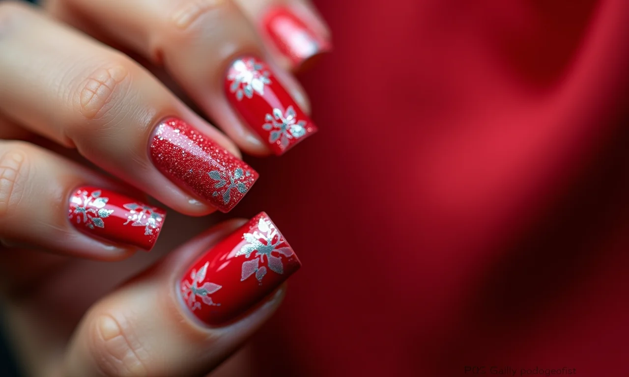 Unhas vermelhas com desenhos criativos e originais.