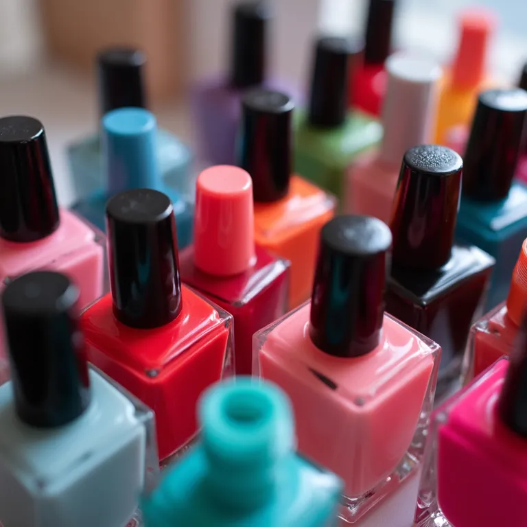 Variedade de esmaltes coloridos para nail art.