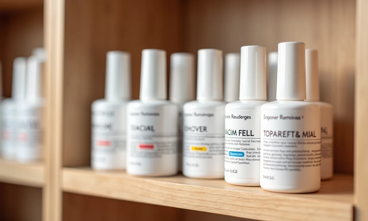 Variedade de removedores específicos para esmalte em gel.