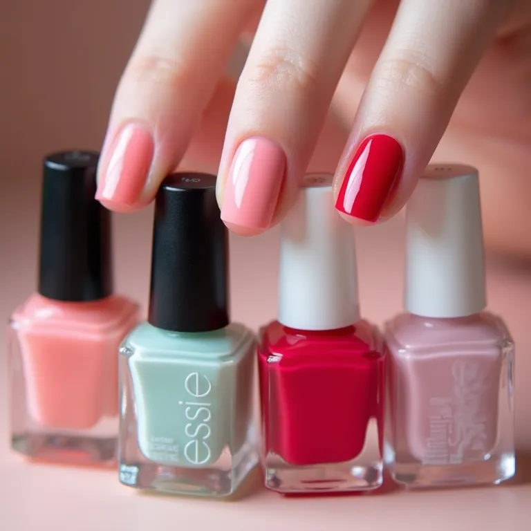 Variedade de tipos de esmalte em exibição.