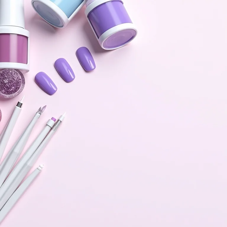 Variedade de tons e designs de unha de gel lilás