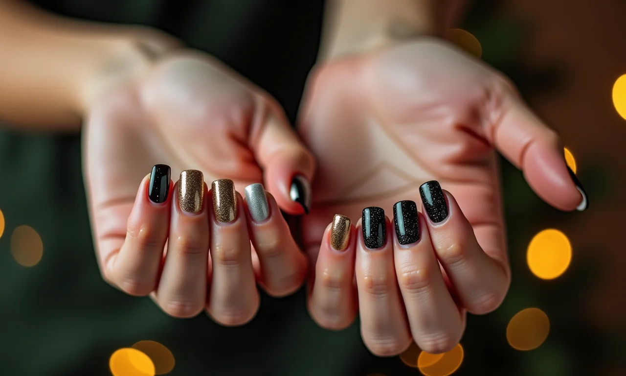 Variedade de unhas decoradas para o Ano Novo.