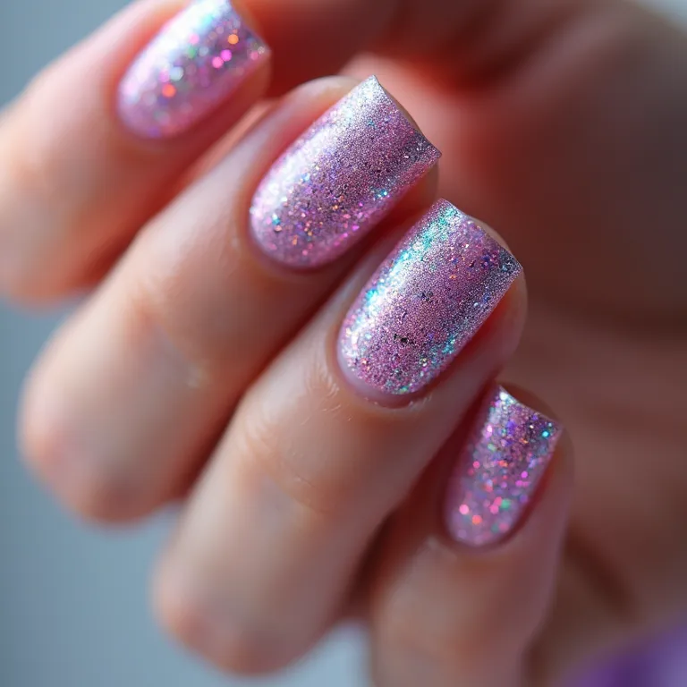 Brilho Discreto: Unhas com Glitter Furta-cor para um Toque Mágico - inspiração