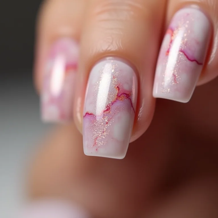 Unhas de Inverno com Efeito Mármore - inspiração