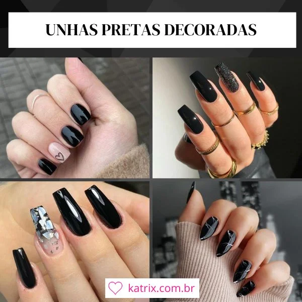 Unhas pretas decoradas: +40 Inspirações