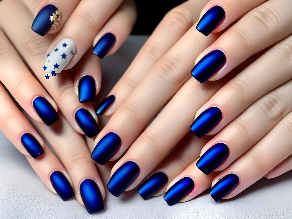 unha decorada azul - referência 13