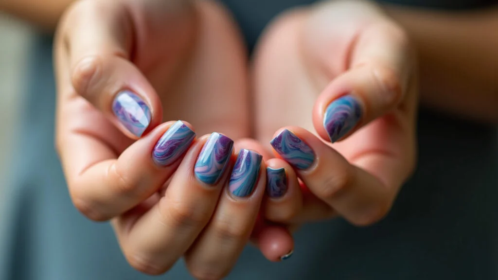 Unhas Marmorizadas: Efeito Único e Artístico - detalhe