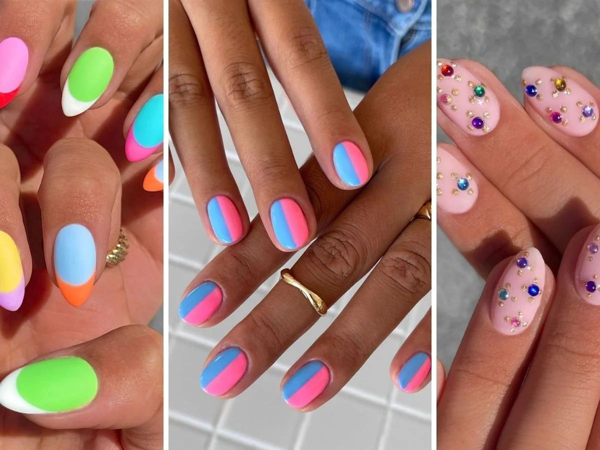 Unhas Estilo Bloquinho com Adesivos Divertidos - inspiração