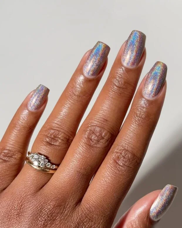 Efeito Cromado: Unhas Bailarina com Acabamento Espelhado - inspiração