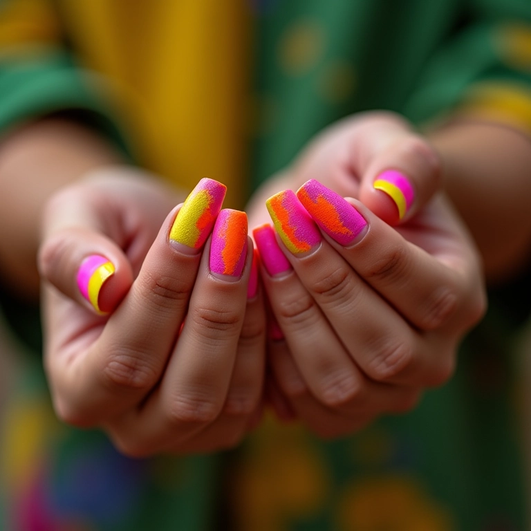 Ombré com Esponja e Pigmentos Neon: Cores Vibrantes e Divertidas - inspiração