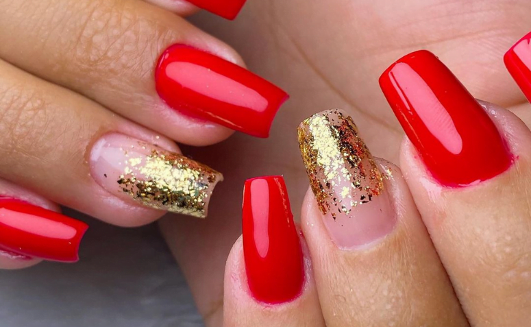 Unhas vermelhas com glitter: 60 fotos + ...