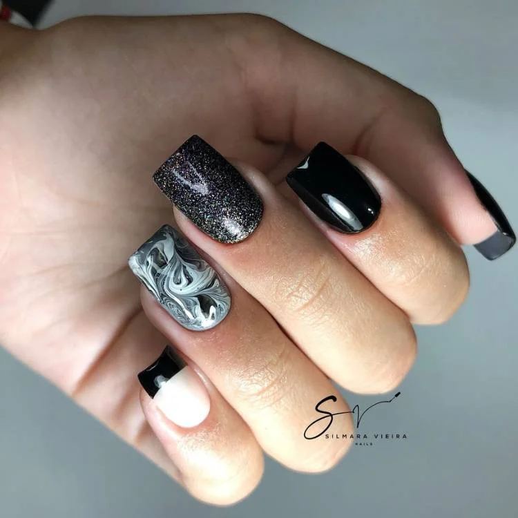 Efeito Mármore Preto e Cinza: Elegância que Impressiona - detalhe