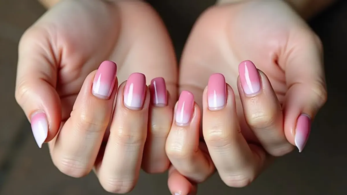 Ombré Delicado: Transição Suave do Rosa para o Nude - detalhe