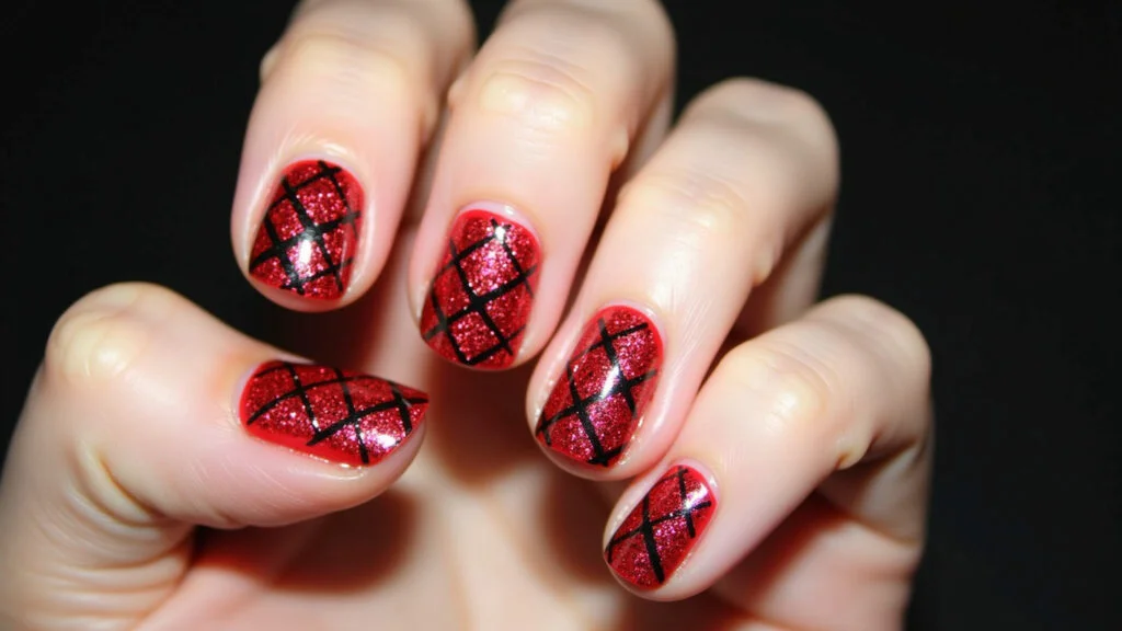 Xadrez Texturizado: Adicione Dimensão e Interesse às Suas Unhas - ideia