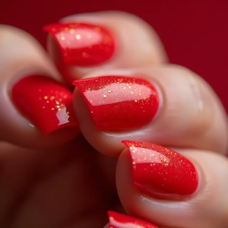 Glitter Vermelho Rubi com Formato Stiletto: Poder e Atitude - ideia