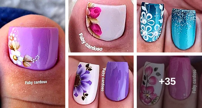 Unhas decoradas com Flores - Rosas