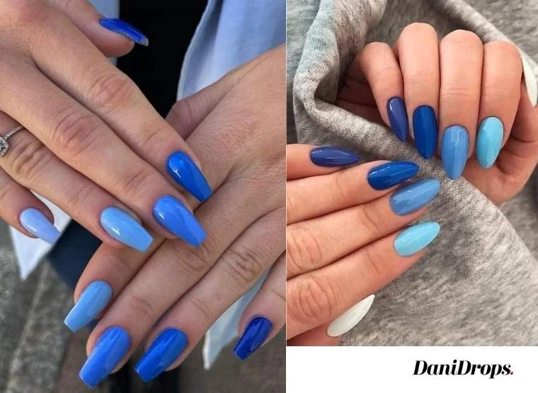 unha decorada azul - referência 2