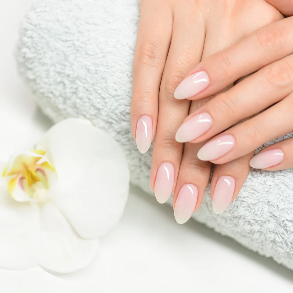 Minimalismo Chic: Unhas de Fibra Curtinhas com Efeito Nude - ideia