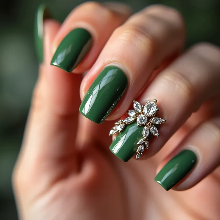 Verde Militar com Pedrarias: Brilho Sofisticado para Ocasiões Especiais - ideia