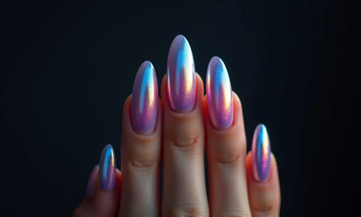 Unhas de Inverno com Efeito Aurora Boreal - detalhe